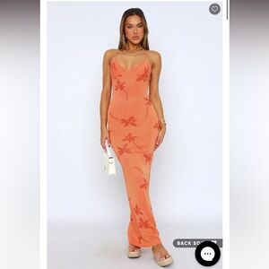 White Fox Boutique Orange Floral Maxi Dress